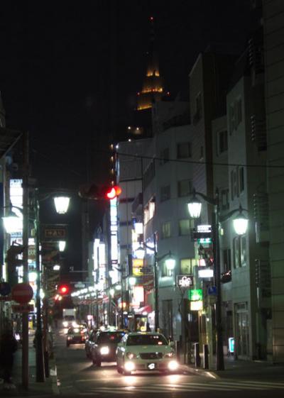 新宿二丁目(Tokyo Shinjyuku 2Chome)仲通りからドコモタワー(Docomo Tower)を望む写真 新宿二丁目(Tokyo Shinjyuku 2Chome)仲通りからドコモタワー(Docomo Tower)を望む写真